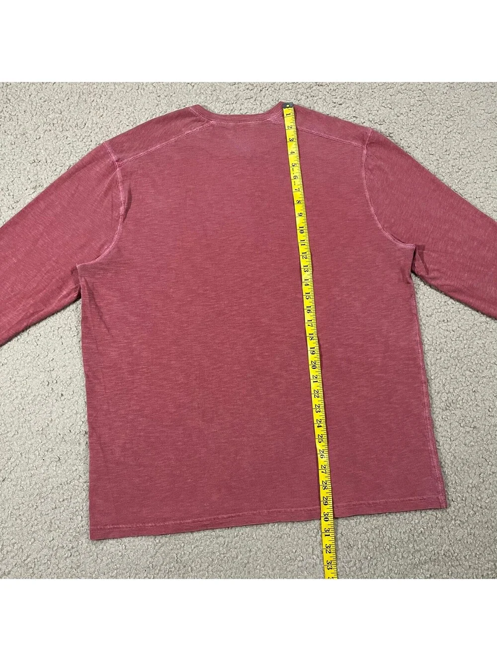 J.Crew Mens Garment Dyed Red Long Sleeve Henley T Shirt Size XL